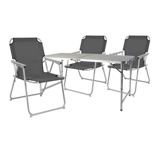 4-teiliges Campingmöbel Set Alu 120x60x58/70cm Anthrazit