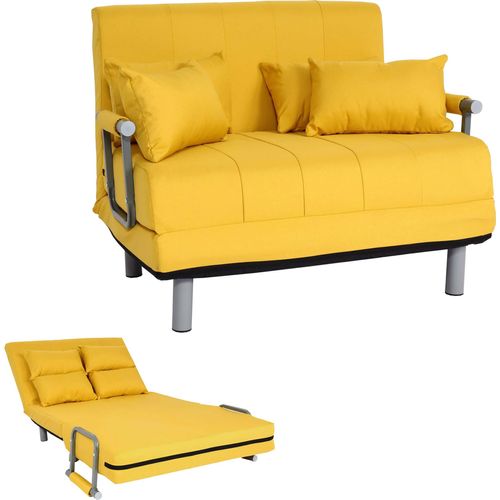 Schlafsessel MCW-K29, Klappsessel Schlafsofa Gästebett Relaxsessel, Liegefläche 186x97cm Stoff (270g/m²) gelb