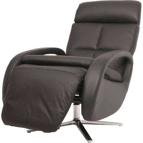 Relaxsessel MCW-L11, Design Fernsehsessel TV-Sessel Liegesessel, Liegefunktion drehbar, Voll-Leder schwarz