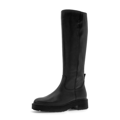 Stiefel GABOR, Damen, Gr. 38,5, Normalschaft, schwarz, Kalbsleder, unifarben, modisch, Schuhe, Blockabsatz, Langschaftstiefel, Reißverschlussstiefel mit Ziernähten