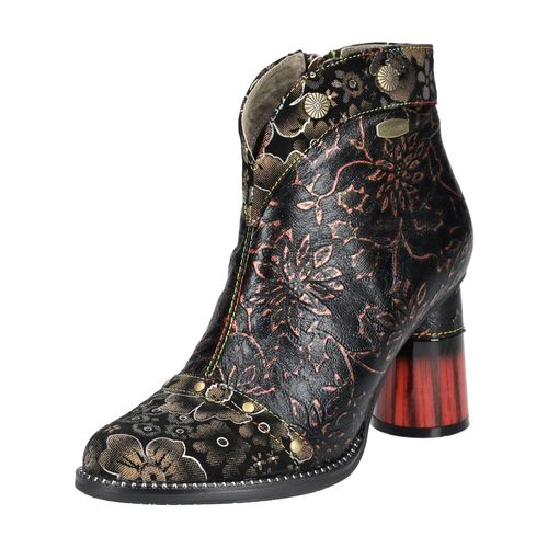 High-Heel-Stiefelette LAURA VITA "LAURA VITA Stiefelette Leder/Textil", Damen, Gr. 38, cafe, Leder, Textil, Schuhe