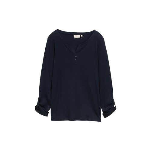 TOM TAILOR Damen Langarmshirt mit Turn-Up-Funktion, blau, Uni, Gr. M