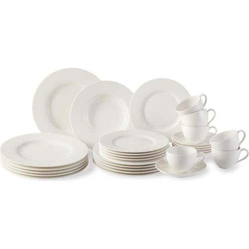 vivo - Villeroy & Boch Group Basic White Kombiset 30tlgEC Premium Porcelain weiß 1952778724 / Vorteilset mit 2 * diesem Artikel und 4 EKM Living Trinkhalme aus Edelstahl