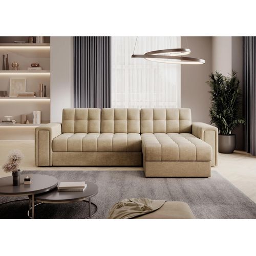 Ecksofa BLENVI Stoff Monolith 09 Hellbraun Schlaffunktion Universal