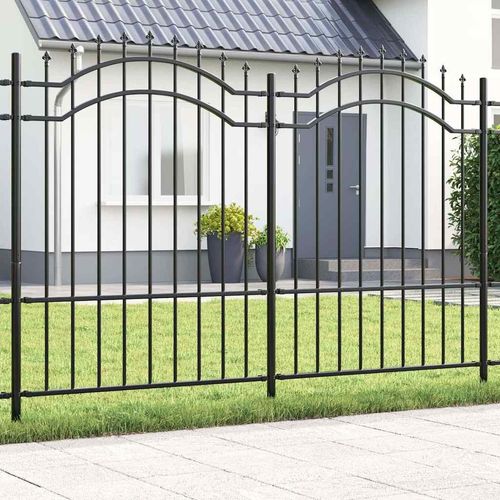 Gartenzaun Grau 190 cm Pulverbeschichteter Stahl