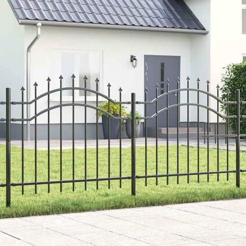 Gartenzaun Grau 140 cm Pulverbeschichteter Stahl
