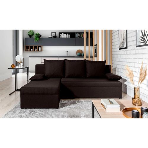 Ecksofa GINO Stoff Savana 26 Braun Schlaffunktion Universalbehälter