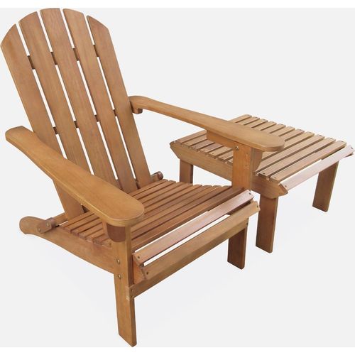sweeek - Gartensessel Adirondack mit Fußstütze - Holzfarben