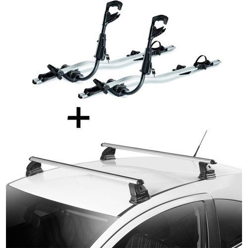 2x Fast Rider Alu Fahrradträger + Dachträger VDP EVO ALU kompatibel mit für Opel Vectra C 4 Türer 2002-2008