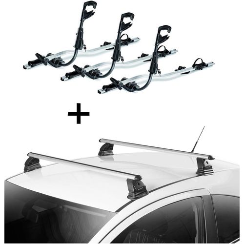 3x Fast Rider Alu Fahrradträger + Dachträger VDP EVO ALU kompatibel mit für Opel Vectra C 4 Türer 2002-2008