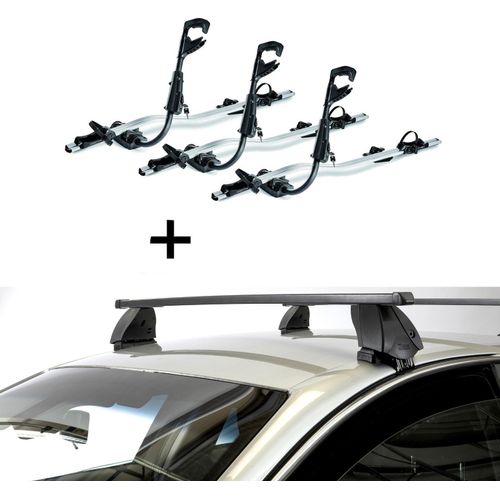3x Fast Rider Alu Fahrradträger + Dachträger K1 MEDIUM kompatibel mit für Opel Corsa F (5 Türer) ab 2019