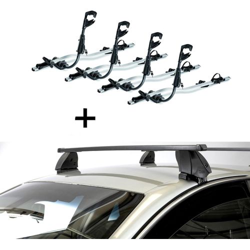 4x Fast Rider Alu Fahrradträger + Dachträger K1 MEDIUM kompatibel mit für Opel Corsa F (5 Türer) ab 2019