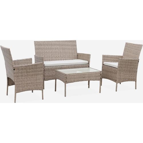 sweeek - Gartenset aus Polyrattan, 4 Plätze Moltès - Natur