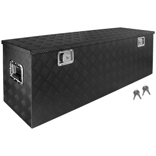 Deichselbox Schwarz Werkzeugkasten Truckbox Alu Box Anhänger Kiste mit Deckel Abschließbar Alubox Transportbox Werkzeugbox Aluminium Aufbewahrungsbox D210 trucky