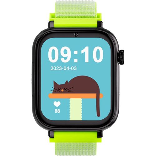 SaveWatch+ Kinder Smartwatch in Avocado: Stilvolles Textilarmband & schwarzes Aluminiumgehäuse