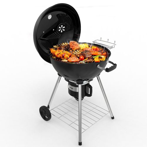 TEENO Holzkohlegril,kugelgrill holzkohle Ø 53.5cm,camping grill holzkohle,Camping tragbarer Grill,Höhe 105.5 cm, Schwarz