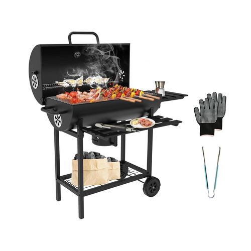 Dewinner XXL-Holzkohlegrill, Grill, mit XXL-Grillrost mit zwei Etagen, Grillzange, verstellbarer Lüftungsschlitz, Kugelgrill, Anti-Brennhandschuhe
