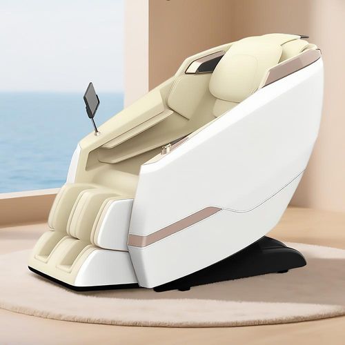 Massagesessel, Zero-Gravity Liegesessel, Tiefenmassage, mit Heizfunktion, Vollmassage, Bluetooth SL Schienen Weiß L140×B73×H106cm /A001-Bai/