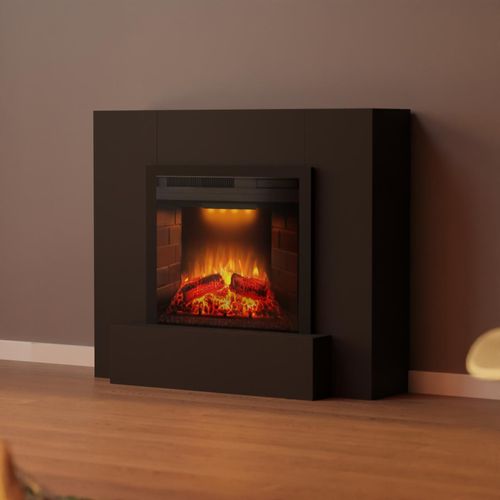 Garlvio Elektrokamin 'MILANO Schwarz ' | LED Standkamin in weiss mit Heizung (1500 W) | HxBxT: 92x110x36cm