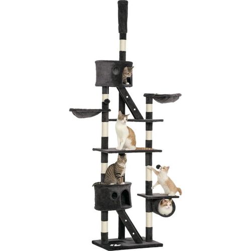 Katzenkratzbaum Deckenhoch 240-260 cm groß für große Katzen, Kletterbaum mit Sisalseil in Dunkelgrau für Spiel & Entspannung