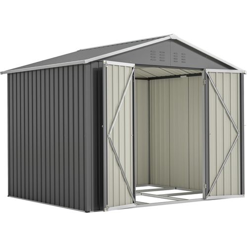 8x6FT Graues Metall-Tool-Shed mit Klapptür, Anthrazit-Farbe – Ideal für Gartengeräte und Werkzeugaufbewahrung