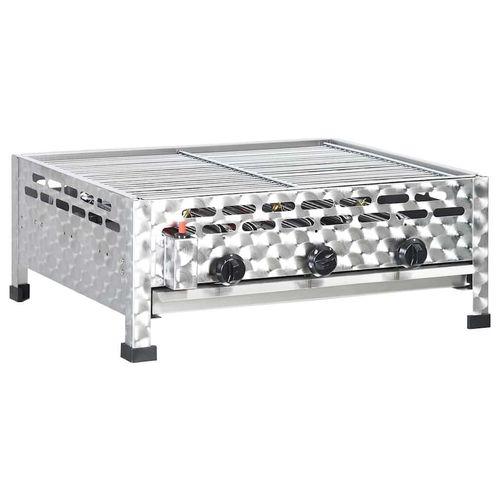Gastro-Gasgrill 3 Flammen Edelstahl Silbern