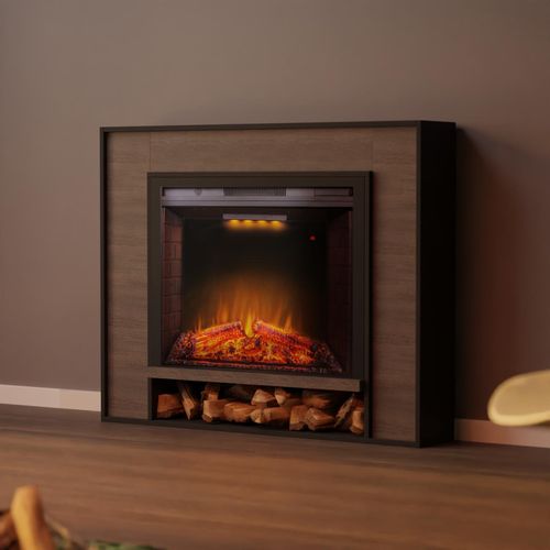 Garlvio Elektrokamin 'VENEZIA Schwarz/ Wenge' | LED Standkamin in weiss mit Heizung (1500 W) | HxBxT: 108x136x28cm