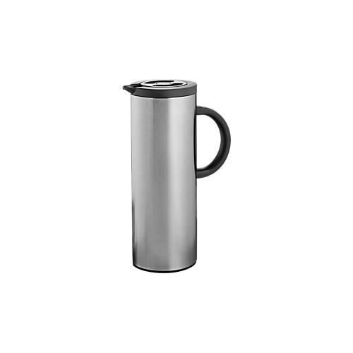 Isolierkanne 1 L, Glas-Isoliereinsatz, polierter Edelstahlmantel, Druckknopfverschluss – Ø11×H30 cm