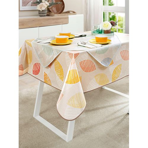 Tischdecke Gr. 1, blau (elfenbein, taubenblau, bedruckt), B:80cm L:80cm, Tischdecken