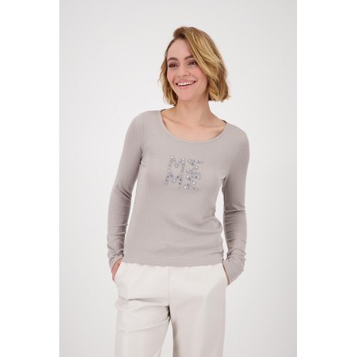 Monari Langarmshirt »Shirt Rippe + Schmuck«, Mit Rundhalsausschnitt