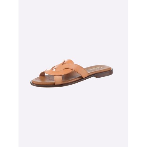 Pantolette HEINE, Damen, Gr. 36, orange (pfirsich), Leder, Rindsleder, Schuhe