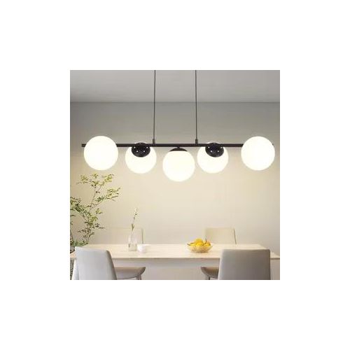 ZMH Pendelleuchte Glas Esstisch Hängeleuchte Schwarz Hängelampe E27 5 Flammig 150CM Höhenverstellbar Kreative für Esszimmer Wohnzimmer Bartheke I ohne Leuchtmittel