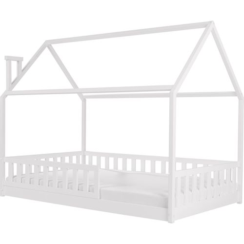 Hausbett »Kinderbett ROSI PLUS 120x200 Kiefer« (Einzelbett mit Lattenrost und abnehmbarem Rausfallschutz)