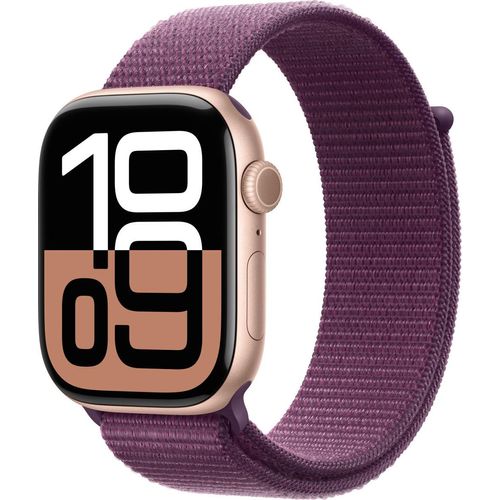 Apple Watch Series 10 GPS 46mm Rose Gold Aluminium mit Plum Sport Loop