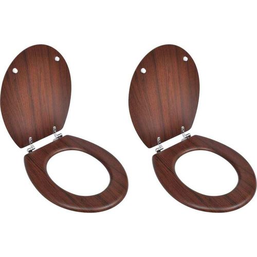 Toilettensitze mit Deckel 2 Stk. MDF Braun