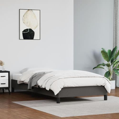 vidaXL Bettgestell Grau 90x190 cm Kunstleder - Bettgestell - Bettgestelle - Bett - Schlafzimmermöbel