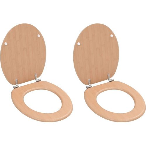 Toilettensitze 2 Stk. mit Deckel MDF Bambus-Design