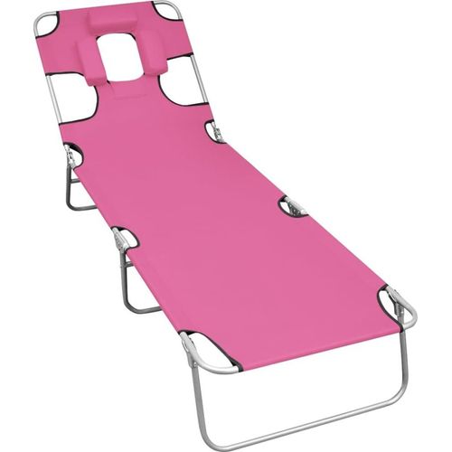 Klappbare Sonnenliege mit Kopfkissen Stahl Magento Rosa