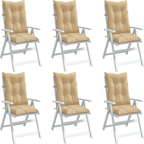 Hochlehner-Auflagen 6 Stk. Melange Beige 120x50x7 cm Stoff