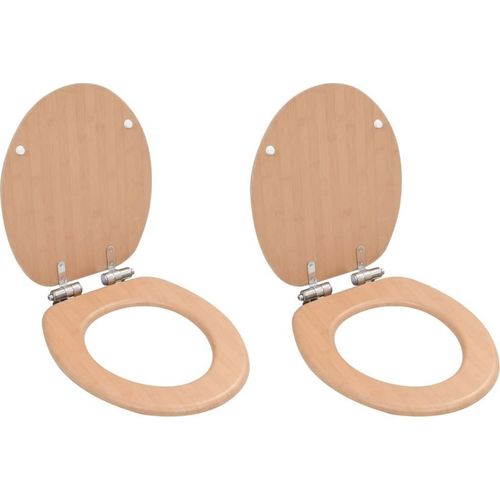 Toilettensitze 2 Stk. mit Soft-Close-Deckel MDF Bambus-Design