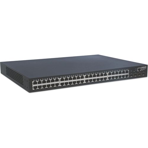 Intellinet 48-Port Gigabit Ethernet Web-Managed Switch mit 4 SFP-Ports, 48 x 10/100/1000 Mbit/s RJ45 Ports + 4 x SFP, IEEE 802.3az Energy Efficient Ethernet, SNMP, QoS, VLAN, ACL, 19