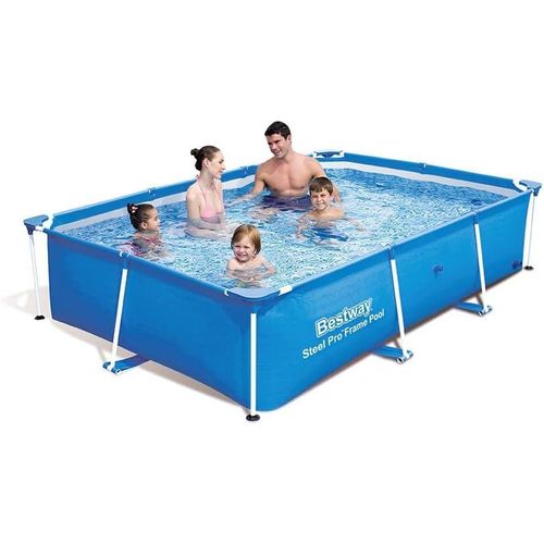 Bestway SteelPro Framepool Pool Komplettset, Rechteckig, Aufstellpool 259x170x61cm, Planschbecken Gartenpool ohne Pumpe Set, Gross, Aufstellbecken