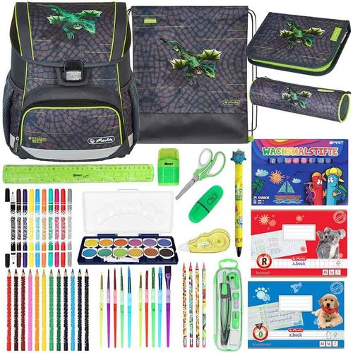 Herlitz Schulranzen Set Loop Plus Dragon Tale 20-teilig gefüllt