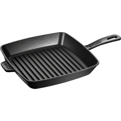 Staub Grillpfanne, quadratisch, 26 x 26 cm schwarz Grillpfannen Kochgeschirr 39,5 x 6,4 x 49,5cmquadratisch 26 cm Schwarz