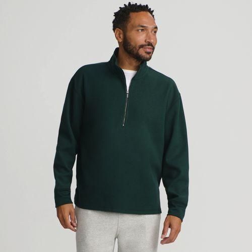 Fleece-Troyer, Herren,  Grün, Viskose-Mischung/Polyester-Mischung, by Lands' End