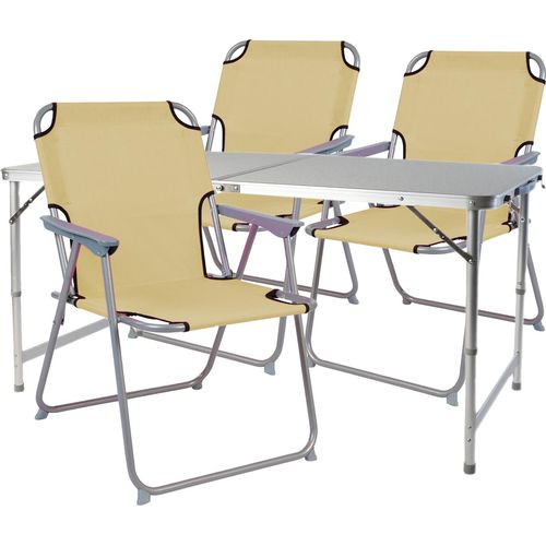 4tlg. Campingmöbel Set Alu wetterfest robust120x60x58/70cm Beige