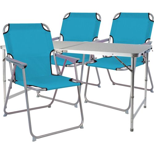 4tlg. Campingmöbel Set Alu wetterfest robust120x60x58/70cm Petrol