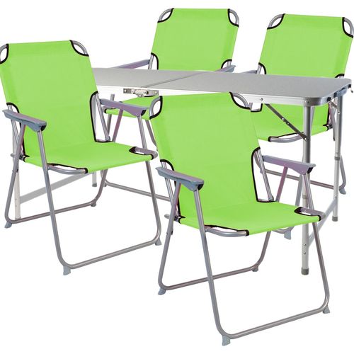 5-teiliges Campingmöbel Set Aluminium Limegrün robust 120x60x58/70cm