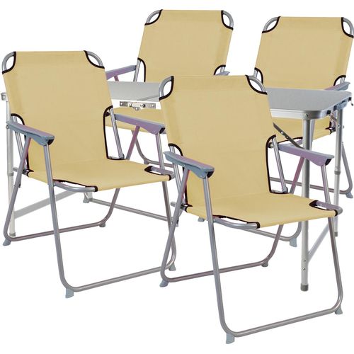 5tlg. Campingmöbel Set Alu wetterfest robust120x60x58/70cm Beige