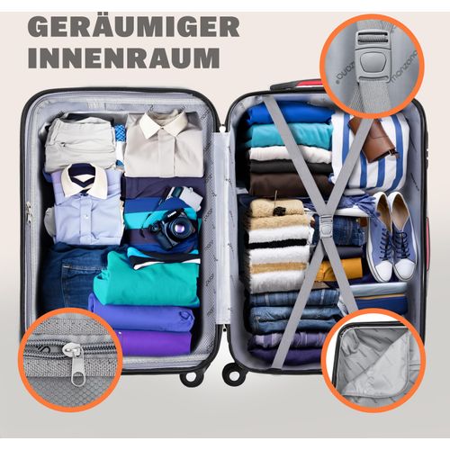 MONZANA® 3tlg. Kofferset Baseline Hartschalen Koffer M-L-XL Gel-Griffe 4 Rollen Kantenschutz Schloss Standfüße Trolley Rollkoffer Reisekoffer blau